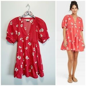 UNIVERSAL THREAD Pink Salmon Floral Puff Sleeve Dress! Size XS